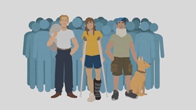 3 veterans undergoing rehab animation